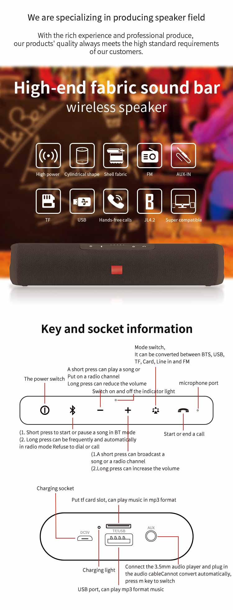 Front view of soundbar