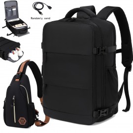 Large Capacity Computer Backpack, Dacron Durable Lightweight School Backpack With Charging Port, Fashion Travel Commuter Bag