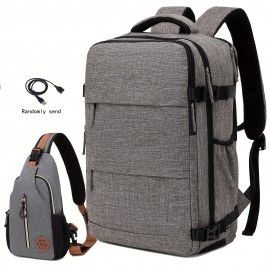 Large Capacity Computer Backpack, Dacron Durable Lightweight School Backpack With Charging Port, Fashion Travel Commuter Bag