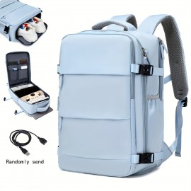 Large Capacity Computer Backpack, Dacron Durable Lightweight School Backpack With Charging Port, Fashion Travel Commuter Bag