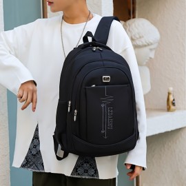 Trendy Multi-layer Zipper Backpack, Large Capacity Business Computer Backpack, Perfect Knapsack For Commuting And Travel