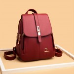 Women Large Capacity Backpack, Solid Color Buckle Decor Bag For Outdoor & Travel