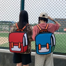 Creative Anime Flap Backpack, Cute Cartoon School Bag, Kawaii Travel Bookbag For Teenagers