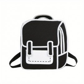 Creative Anime Flap Backpack, Cute Cartoon School Bag, Kawaii Travel Bookbag For Teenagers