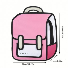 Creative Anime Flap Backpack, Cute Cartoon School Bag, Kawaii Travel Bookbag For Teenagers