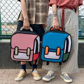 Creative Anime Flap Backpack, Cute Cartoon School Bag, Kawaii Travel Bookbag For Teenagers