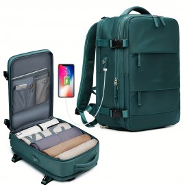 Large Travel Carry On Backpack, Hiking Waterproof Outdoor Sports Rucksack & Casual Daypack School Bag Fit 14 Inch Laptop With USB Charging Port Shoes Compartment