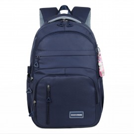 Large Capacity Waterproof Backpack, Solid Color Fashion Casual Nylon Laptop Bag With Adjustable Strap, Trendy Versatile Cute School Bag