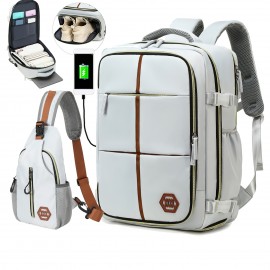 Multifunctional Travel Backpack, Airline-approved Laptop Schoolbag, Outdoor Sports Daypack With Shoes Compartment