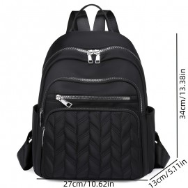 Casual Leisure Backapck, Argyle Pattern Rivets Decor Travel Daypack, Women's Trendy Backpack