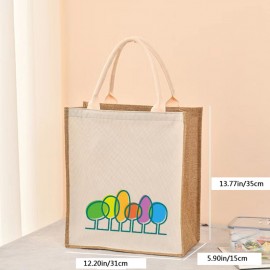 Large Capacity Linen Handbag, Simple Solid Color Gift Bag, Fashion Versatile Shopping Purse