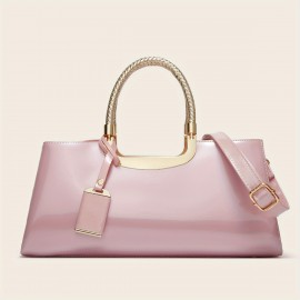 Fashionable patent leather handbag for ladies