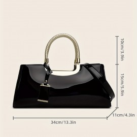 Fashionable patent leather handbag for ladies