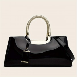 Fashionable patent leather handbag for ladies