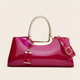 Fashionable patent leather handbag for ladies