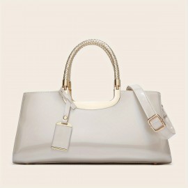 Fashionable patent leather handbag for ladies