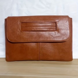 Retro PU Leather Clutch Bag, Large Capacity Wristlet Wallet, Large Capacity Carry On Laptop Pad Bag