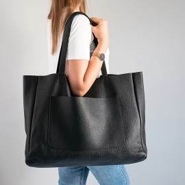 Large Capacity Tote Bag, Solid Color Shoulder Bag, Women's Casual Handbag For Commute Work