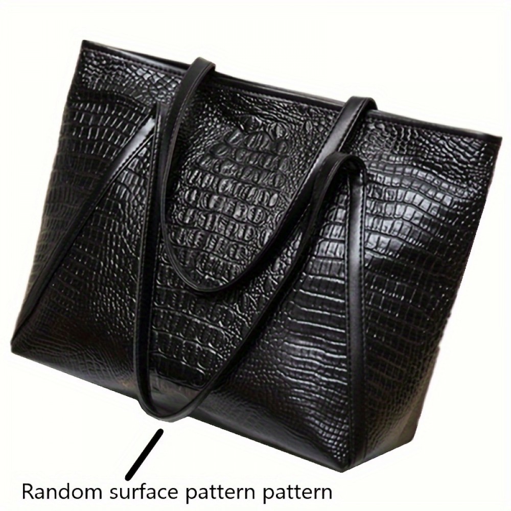 Classic Crocodile Pattern Tote Bag,  Large Capacity Versatile Hobo Bag, Women's Stylish Shoulder Bag & Handbag