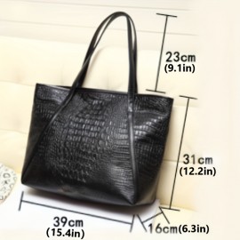 Classic Crocodile Pattern Tote Bag,  Large Capacity Versatile Hobo Bag, Women's Stylish Shoulder Bag & Handbag