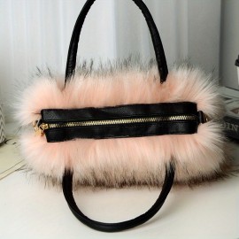 Luxury Faux Fur Tote Bag, Y2K Plush Shoulder Bag, Women's Fashion Furry Handbag & Purse