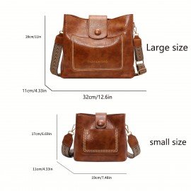 Vintage Minimalist Bucket Bag, Solid Color Shoulder Bag, Women's All-Match Mini Bag For Work