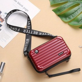 Stylish Suitcase Design Shoulder Bag, Zipper All-Match Zipper Coin Purse, Portable Crossbody Bag