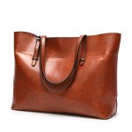 Vintage Faux Leather Shoulder Bag With Fixed Shoulder Strap, Women's Large Capacity Tote Bag