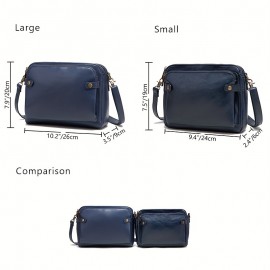 Retro Three-layer Crossbody Bag, Simple Solid Color Shoulder Bag, Durable Fau Leather Wallet