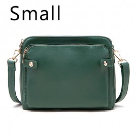 Retro Three-layer Crossbody Bag, Simple Solid Color Shoulder Bag, Durable Fau Leather Wallet