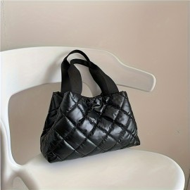 Fashion Puffer Quilted Handbag, Fashion Soft Tote Bag, Women's Lightweight Padded Shoulder Bag