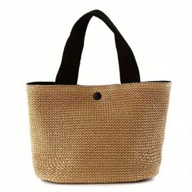 Casual Women's Small Handbag, Summer Beach Straw Bag, Versatile Storage Bag Ofr Outdoor Trip