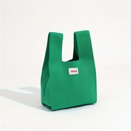 Trendy Simple Solid Color Knitted Handbag, Portable Casual Knotted Wrist Bag, Perfect Carrying Bag For Daily Use