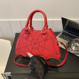 Gothic Bat Wing Novelty Bag, Trendy PU Crossbody Bag, Women's Punk Y2K Shoulder Purse & Handbag For Halloween