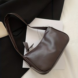 Stylish PU Leather Shoulder Bag, Simple Solid Color Underarm Bag, Perfect Armpit Bag For Daily Use