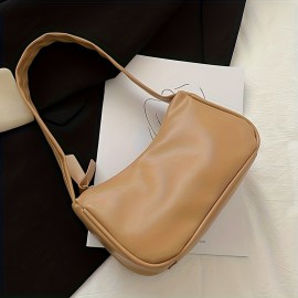 Stylish PU Leather Shoulder Bag, Simple Solid Color Underarm Bag, Perfect Armpit Bag For Daily Use