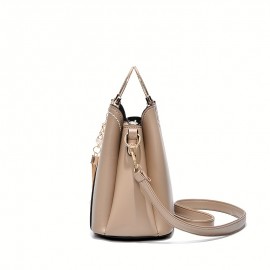 Fashion Color Contrast Handbags, Tassel Decor Crossbody Bag, Women's Top Ring Purses For Every Day