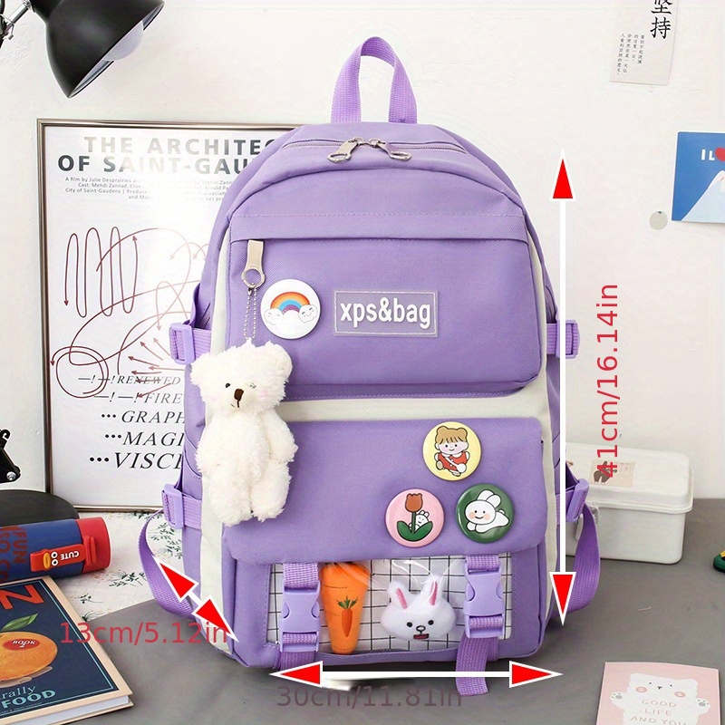 bag, cute student school bag sets fashion womens backpack with kawaii pendant all match bags for travel details 5