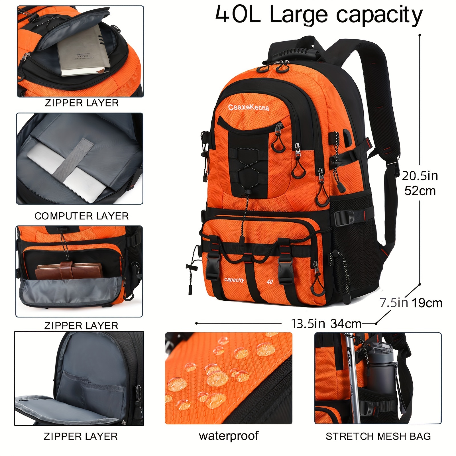 waterproof large capacity travel backpack multi functional mountaineering bag casual outdoor camping hiking rucksack details 0