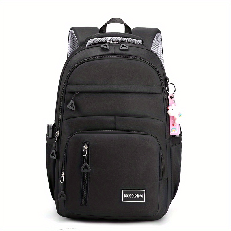 large capacity waterproof backpack solid color fashion casual nylon laptop bag with adjustable strap trendy versatile cute school bag details 9