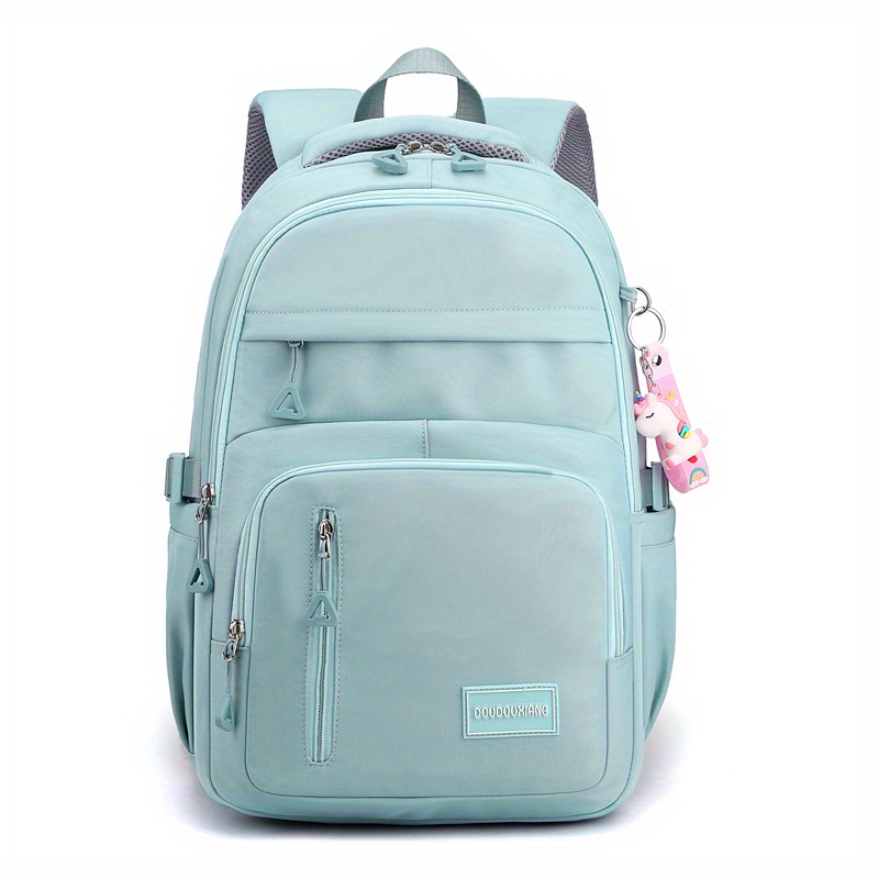 large capacity waterproof backpack solid color fashion casual nylon laptop bag with adjustable strap trendy versatile cute school bag details 11