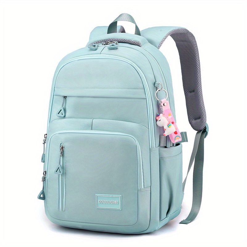 large capacity waterproof backpack solid color fashion casual nylon laptop bag with adjustable strap trendy versatile cute school bag details 12