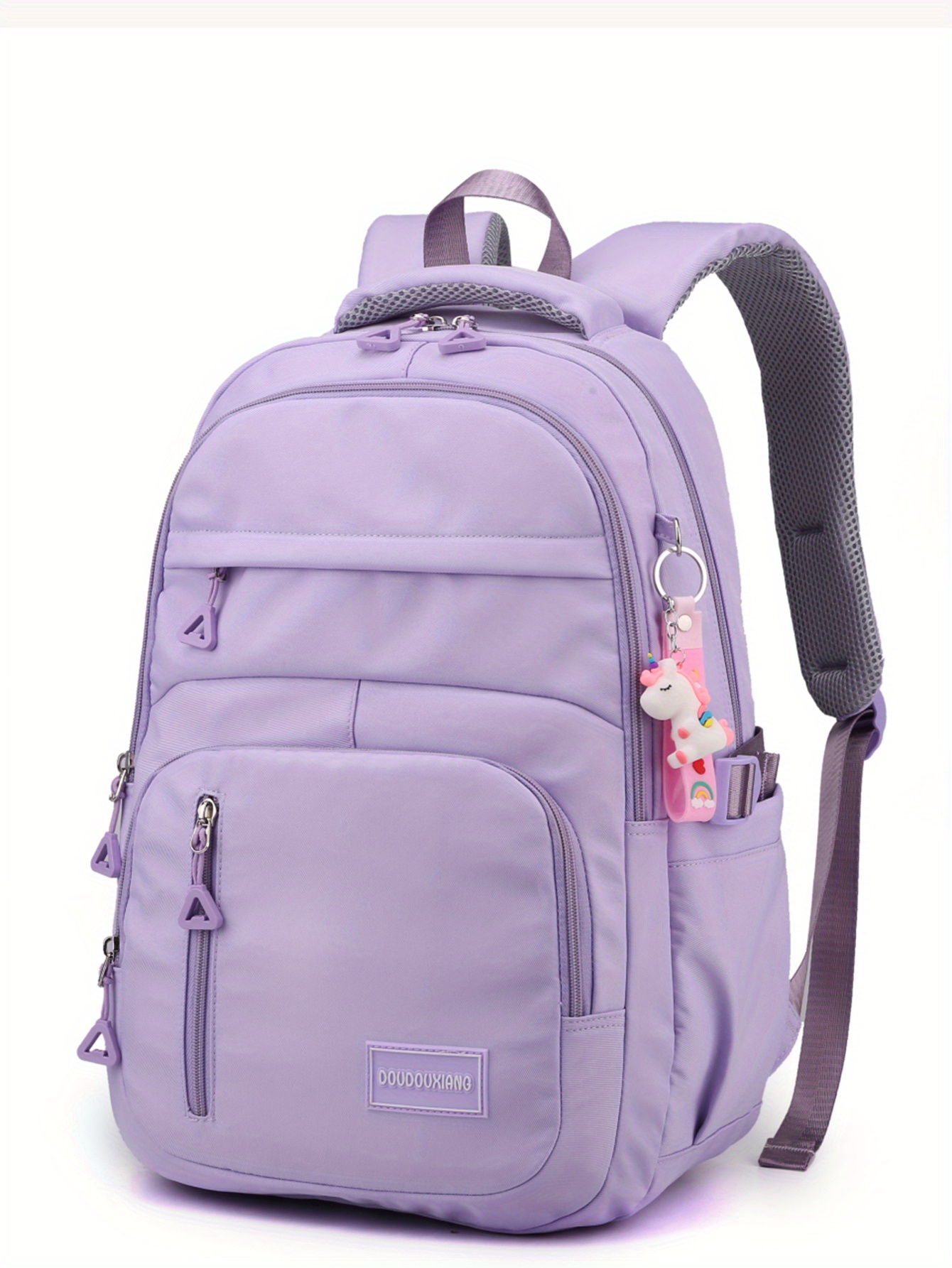 large capacity waterproof backpack solid color fashion casual nylon laptop bag with adjustable strap trendy versatile cute school bag details 14