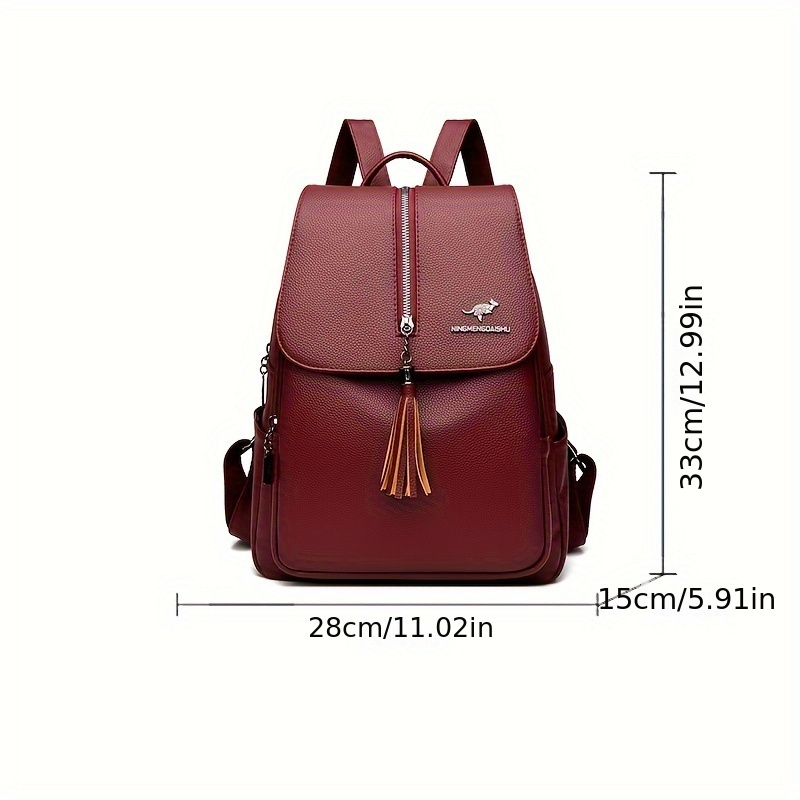 fashion large capacity backpack solid color preppy schoolbag womens casual travel commute daypack details 1