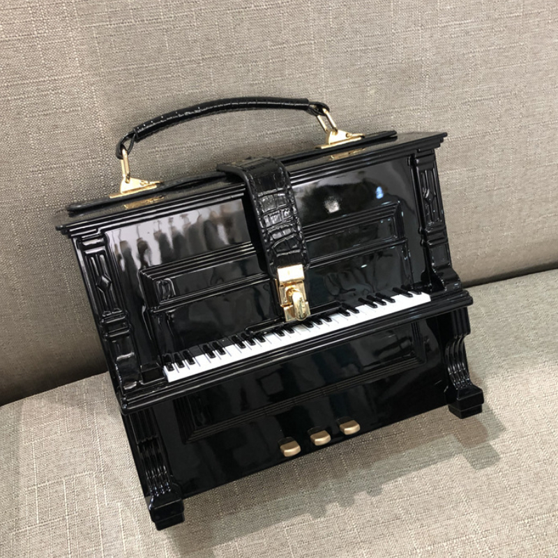 piano shaped handbag acrylic box crossbody bag creative simulated piano bag for cosplay party details 1