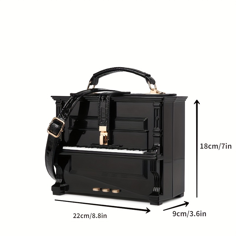 piano shaped handbag acrylic box crossbody bag creative simulated piano bag for cosplay party details 2