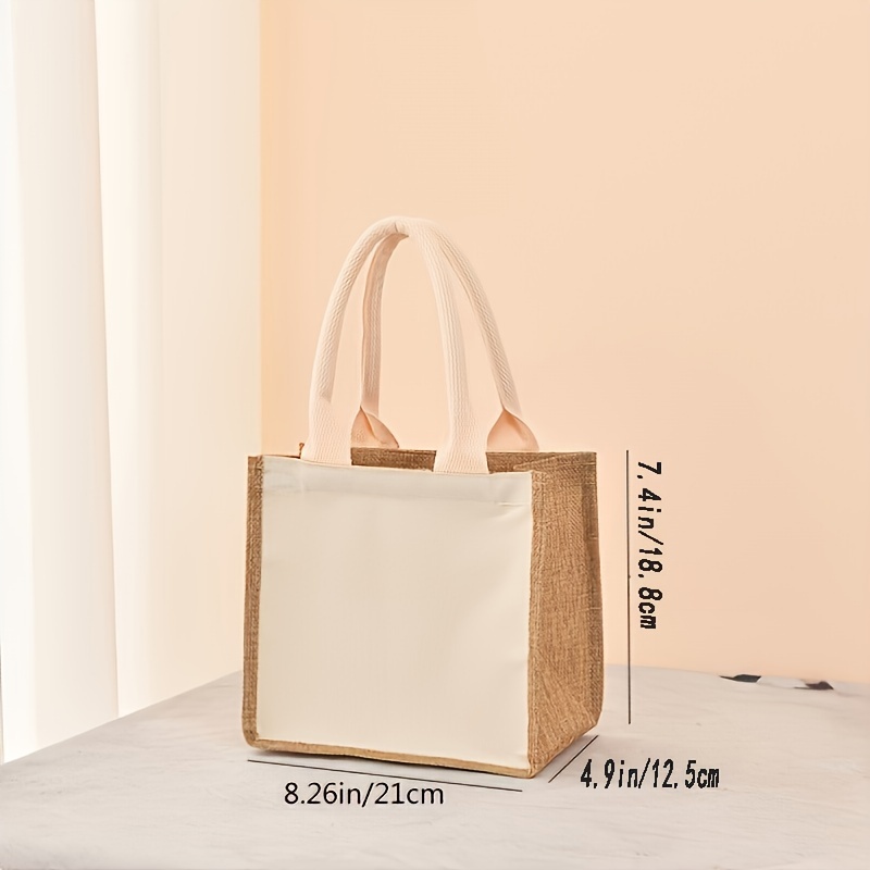 large capacity linen handbag simple solid color gift bag fashion versatile shopping purse details 5