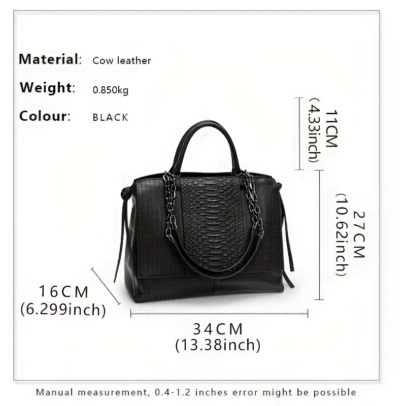 trendy genuine leather tote bag crocodile print large capacity shoulder bag perfect handbag for everyday use details 2