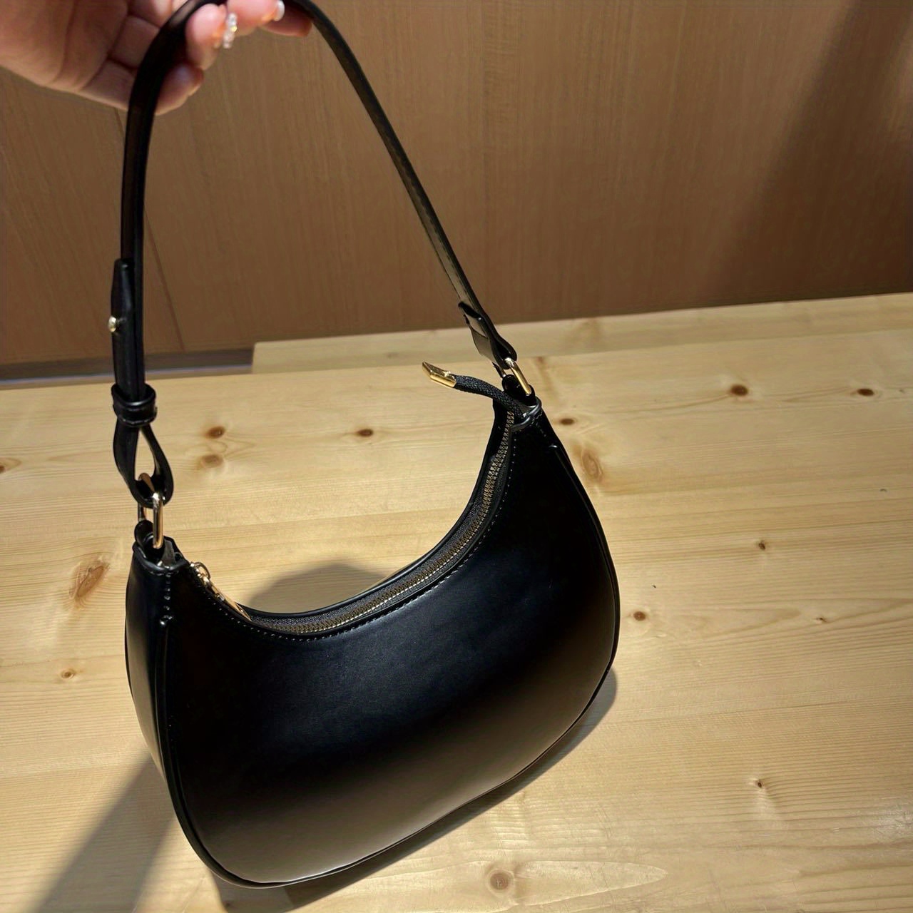 minimalist leather hobo bag womens shoulder bag simple all match underarm purses details 0