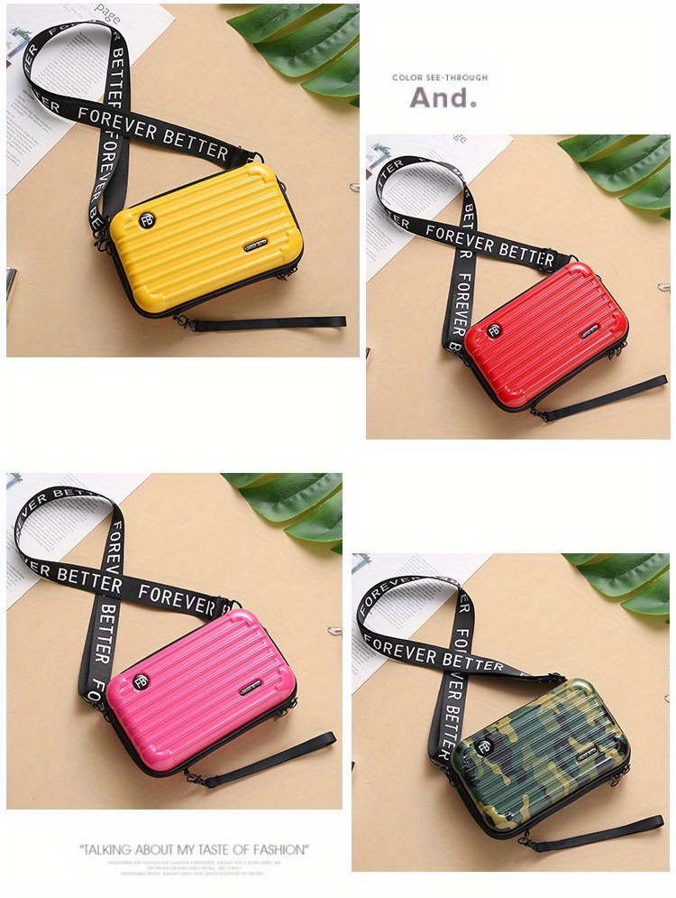 stylish suitcase design shoulder bag zipper all match zipper coin purse portable crossbody bag details 1